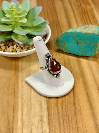 Dahlia Rose Teardrop Sterling Silver Ring
