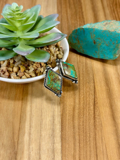 Kingman Turquoise Diamond Sterling Silver Earring