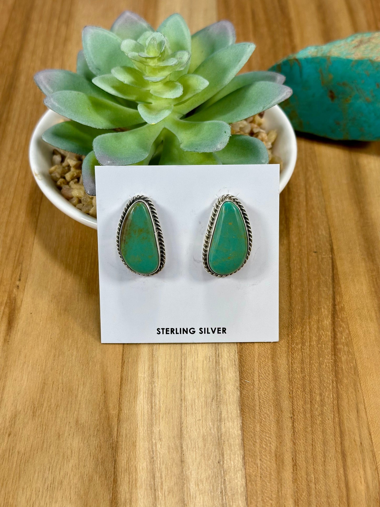 Kingman Turquoise Sterling Silver Stud Earrings