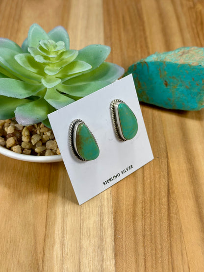 Kingman Turquoise Sterling Silver Stud Earrings