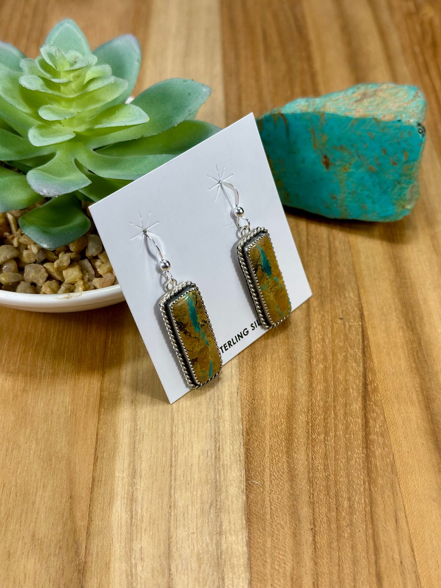 Boulder Rectangle Sterling Silver Earrings