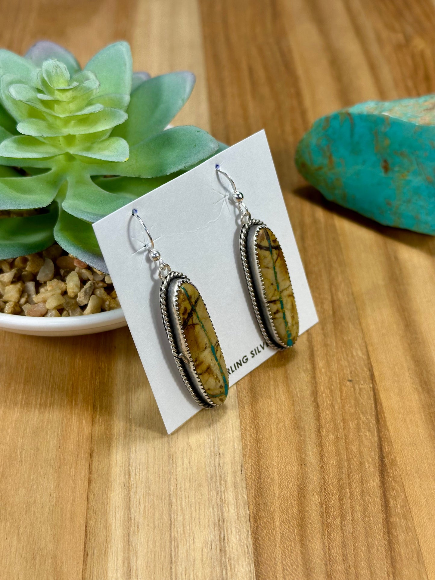 Boulder Oval Sterling Silver Earrings