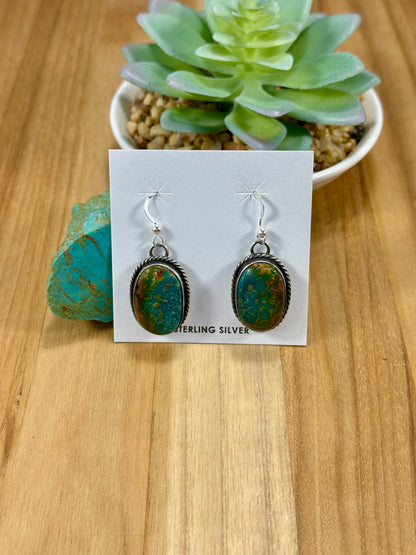 Kingman Turquoise Oval Sterling Silver Earrings
