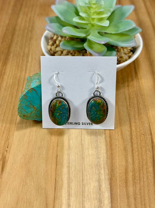 Kingman Turquoise Oval Sterling Silver Earrings