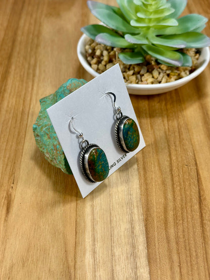 Kingman Turquoise Oval Sterling Silver Earrings