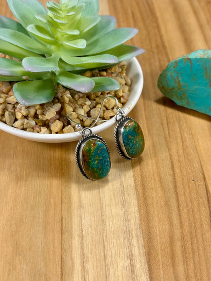 Kingman Turquoise Oval Sterling Silver Earrings