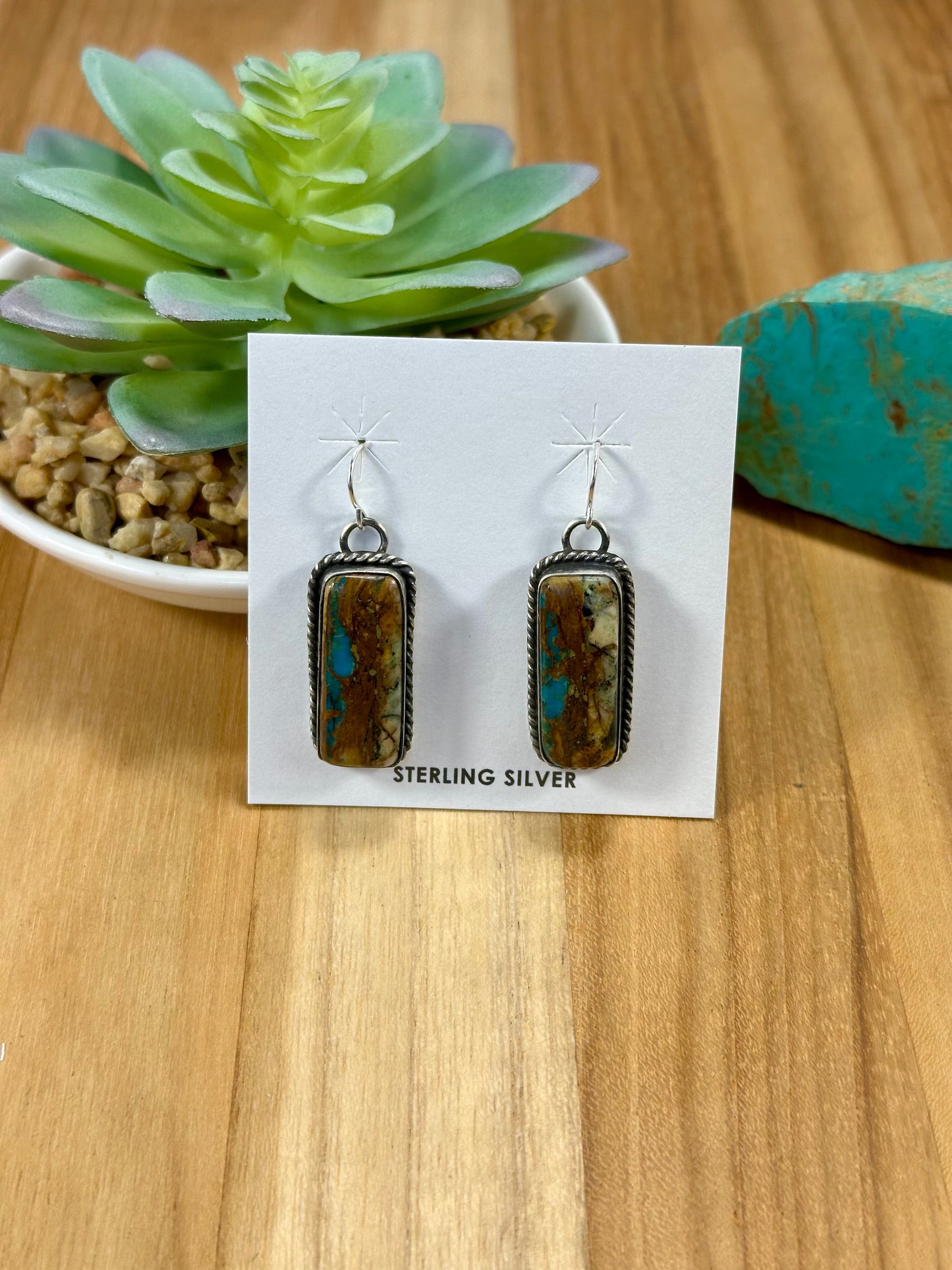Royston Ribbon Rectangle Sterling Silver Earrings