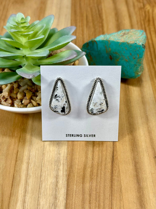 White Buffalo Triangle Sterling Silver Earring