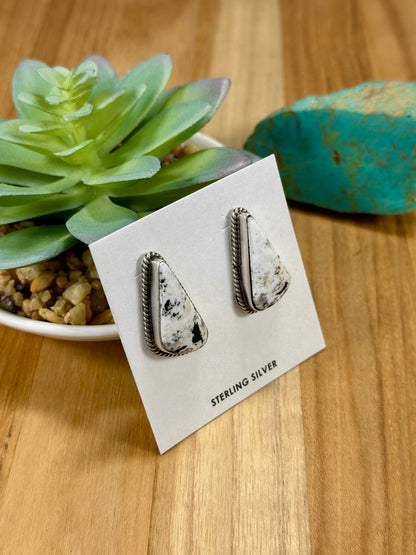 White Buffalo Triangle Sterling Silver Earring