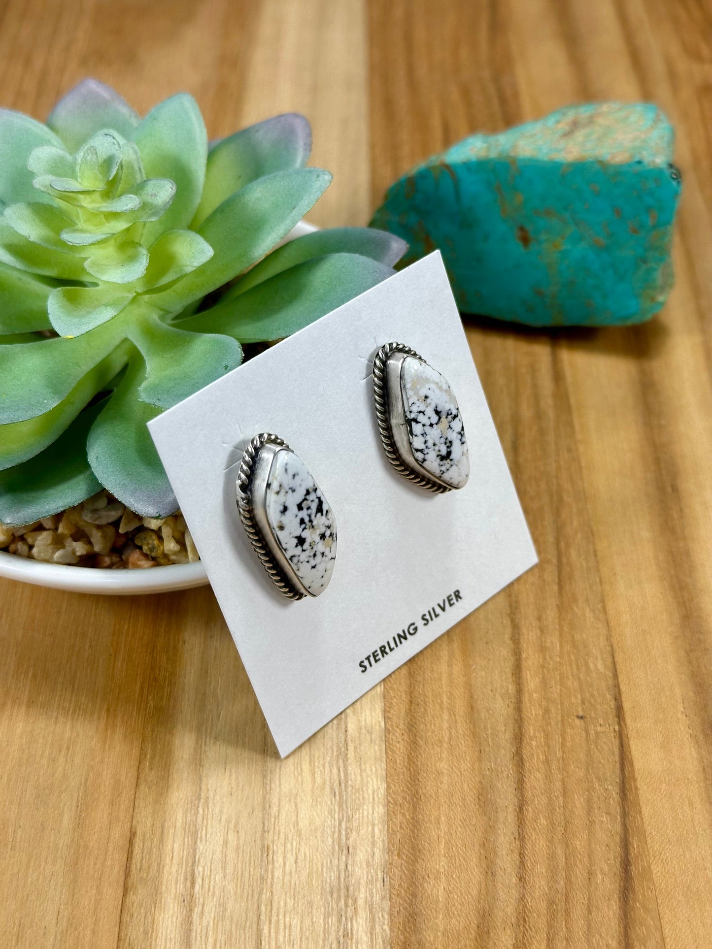 White Buffalo Stud Sterling Silver Earring