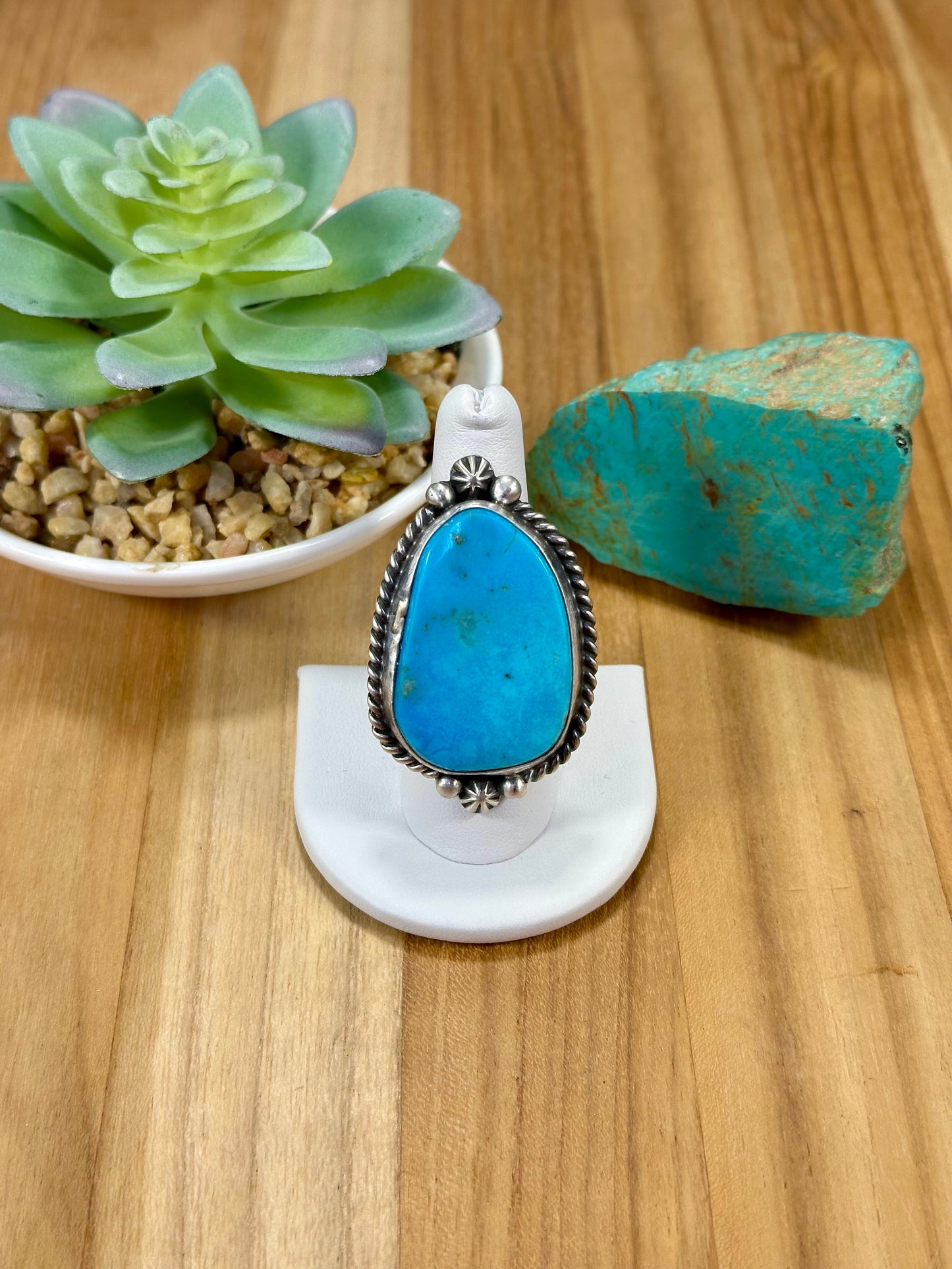 Kingman Turquoise Single Stone Sterling Silver Ring