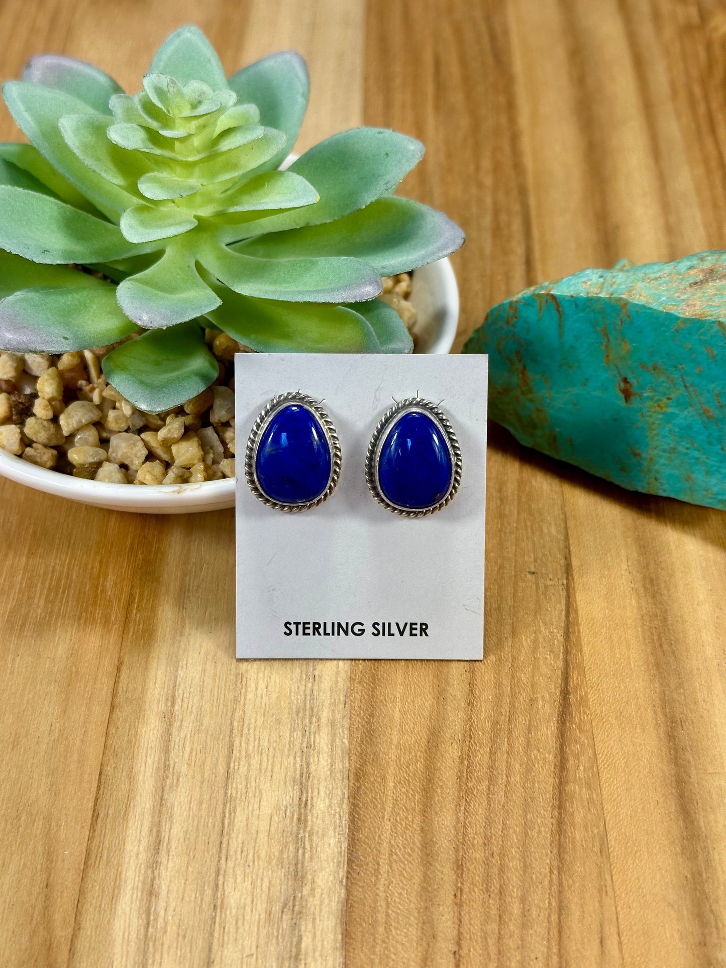 Lapis Teardrop Sterling Silver Stud Earrings
