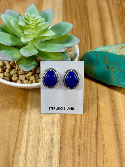 Lapis Teardrop Sterling Silver Stud Earrings