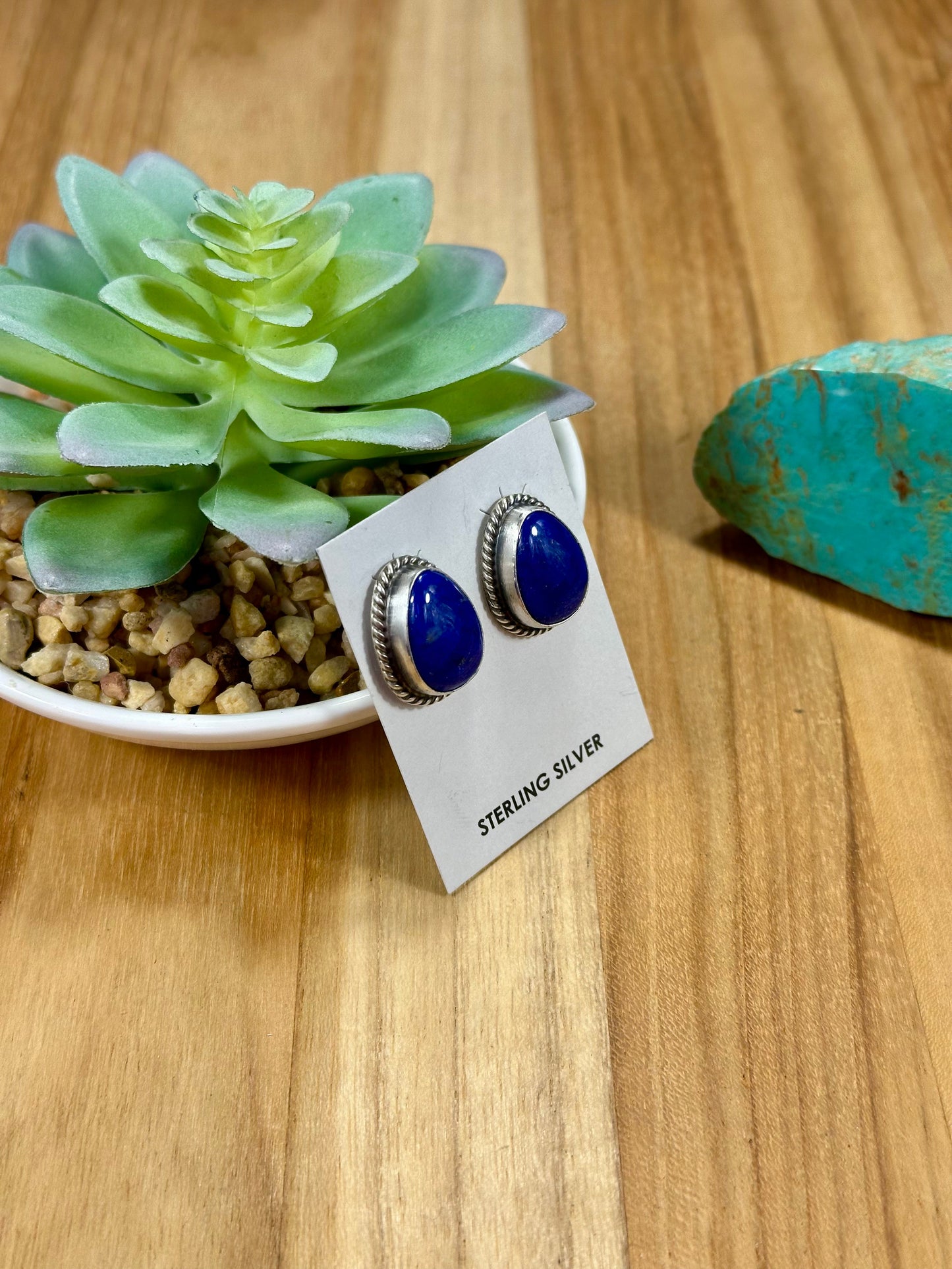 Lapis Teardrop Sterling Silver Stud Earrings