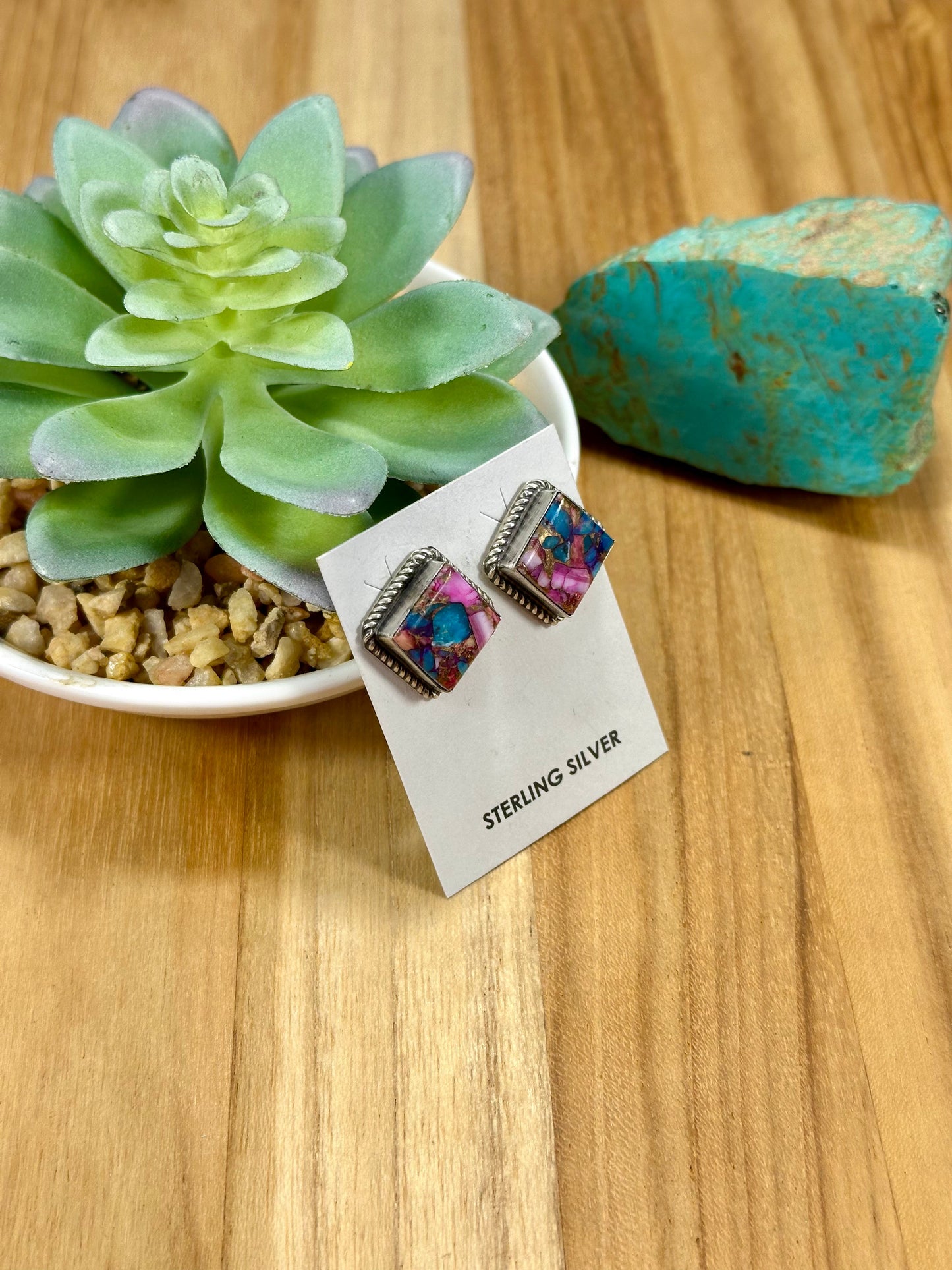 Dahlia Square Sterling Silver Stud Earrings