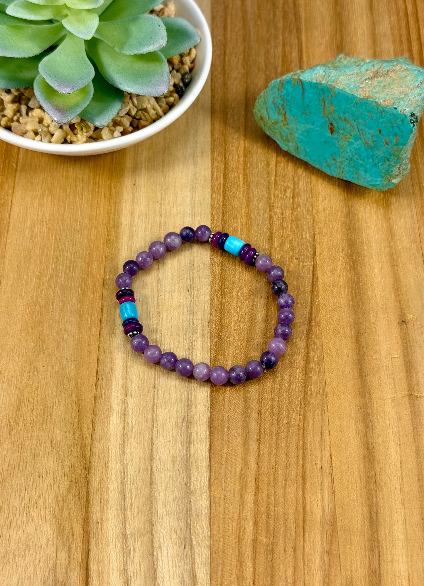 Amethyst and Turquoise Stretch Bracelet