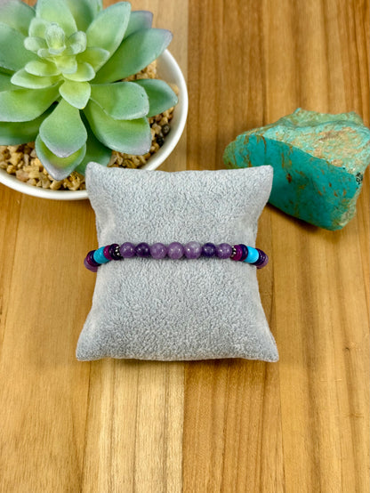 Amethyst and Turquoise Stretch Bracelet