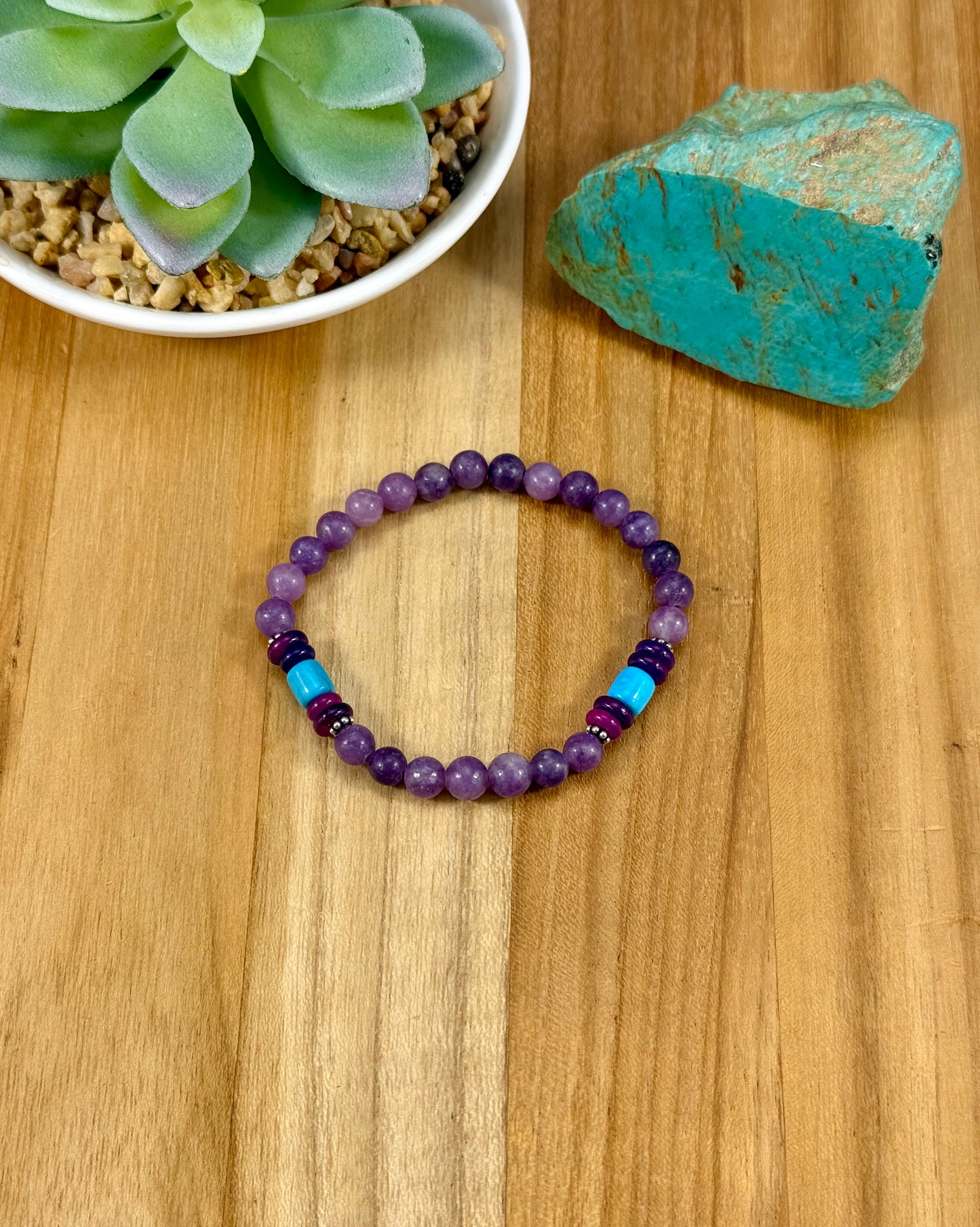 Amethyst and Turquoise Stretch Bracelet