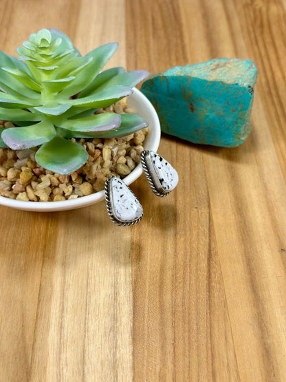 White Buffalo Triangle Sterling Silver Stud Earrings