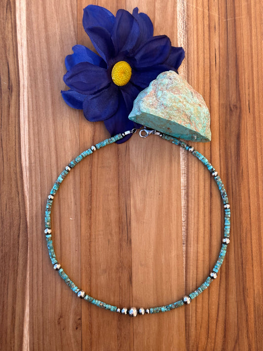 18" Navajo Style Beads and Turquoise Necklace