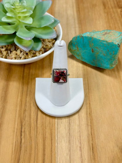 Dahlia Rose Square Sterling Silver Ring