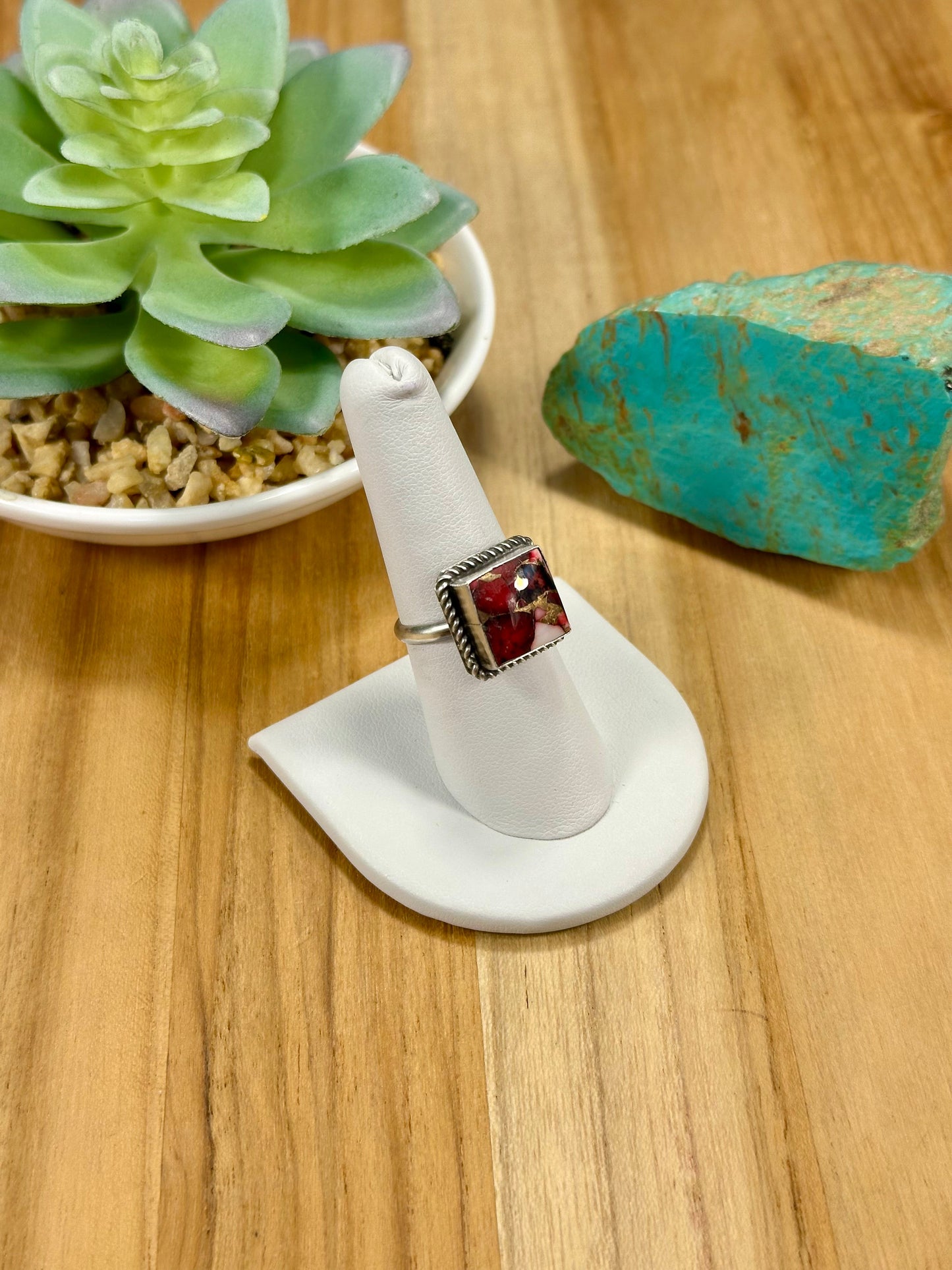 Dahlia Rose Square Sterling Silver Ring