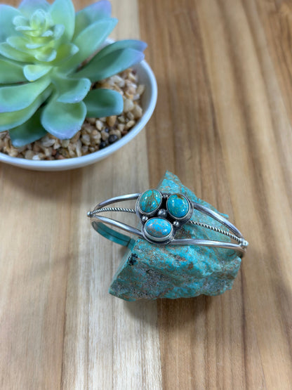 Kingman Turquoise 3 Stone Bracelet