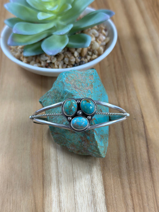 Kingman Turquoise 3 Stone Bracelet