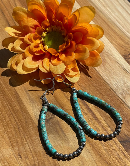 Navajo Style Beads and Turquoise Earrings