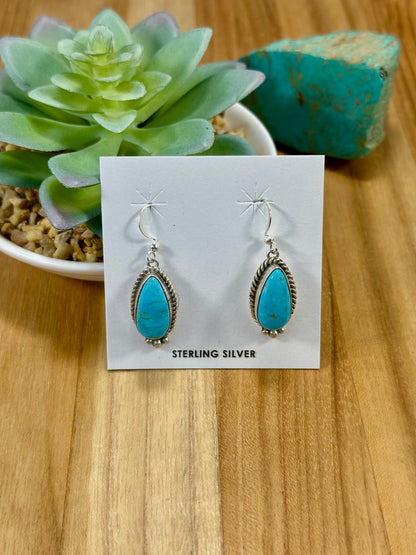 Kingman Turquoise Teardrop Dangle Earrings