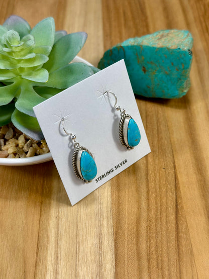 Kingman Turquoise Teardrop Dangle Earrings