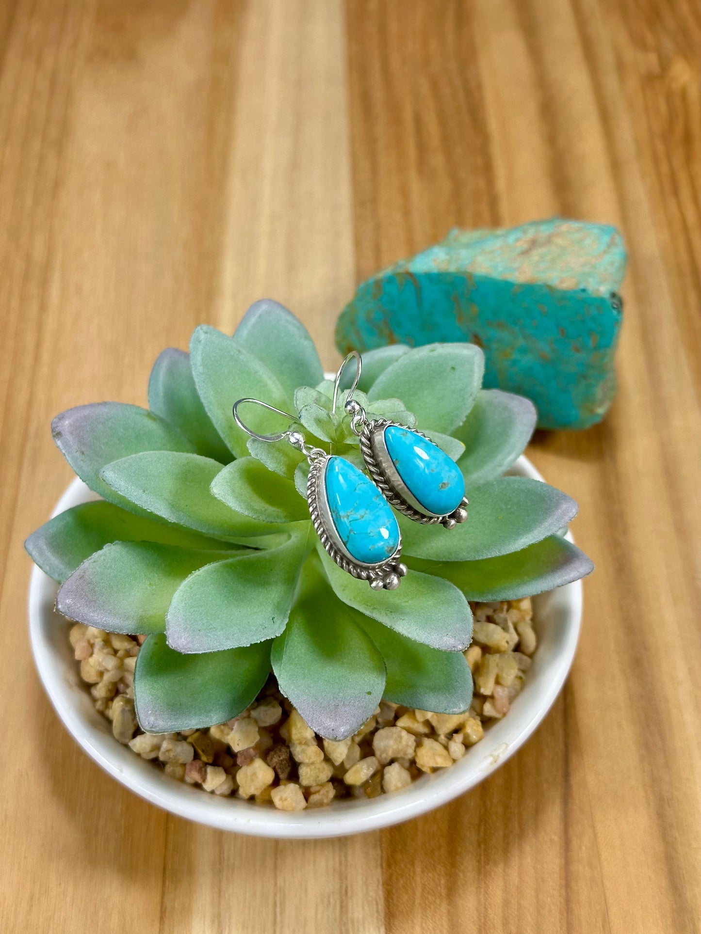 Kingman Turquoise Teardrop Dangle Earrings