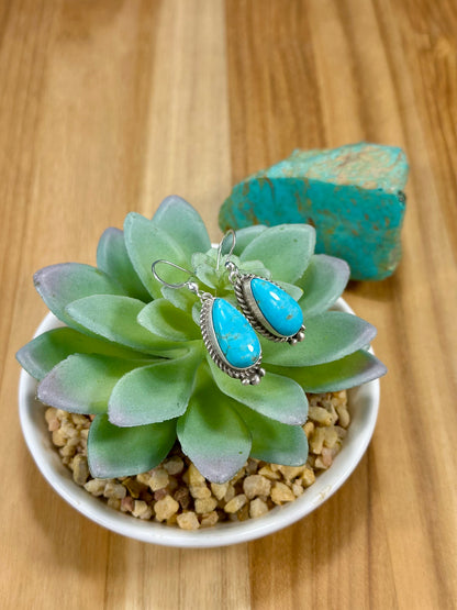 Kingman Turquoise Teardrop Dangle Earrings