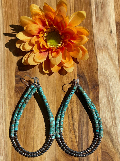 Navajo Style Beads and Heshi Dangle Earrings