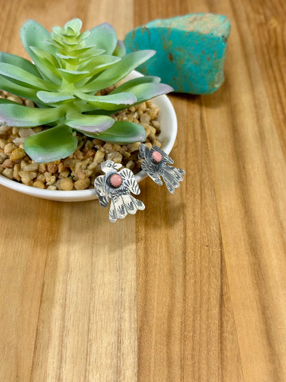 Pink Conch Thunderbird Sterling Silver Earrings