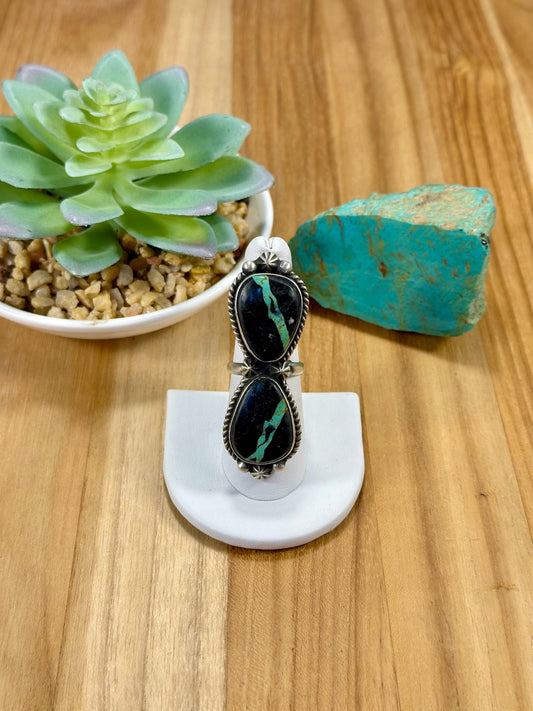 Black Jack 2 Stone Sterling Silver Ring