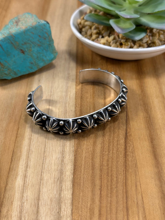 Sterling Silver Star Navajo Style Cuff
