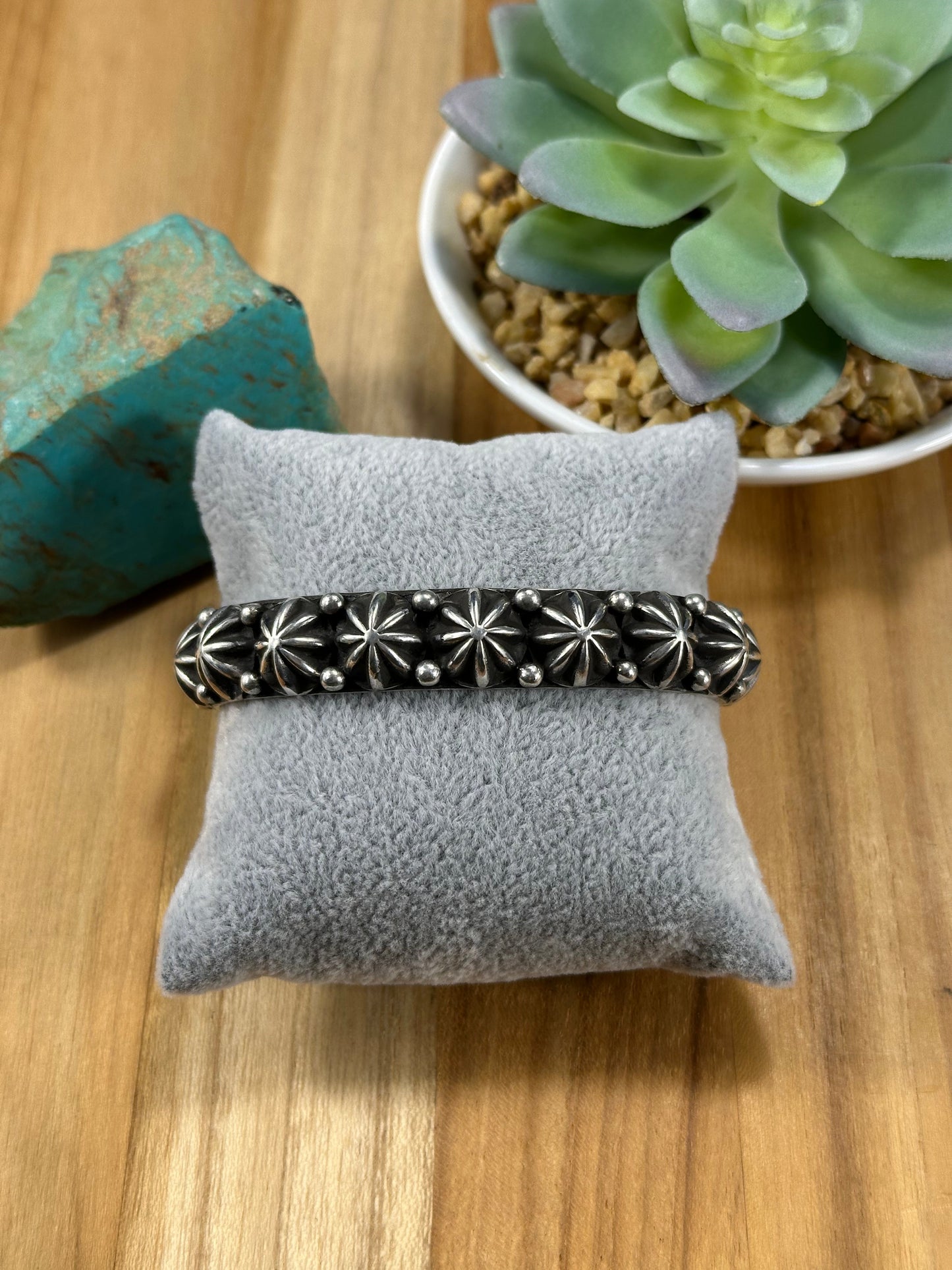 Sterling Silver Star Navajo Style Cuff
