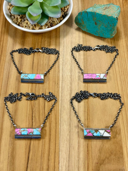 Cotton Candy Bar Sterling Silver Necklace