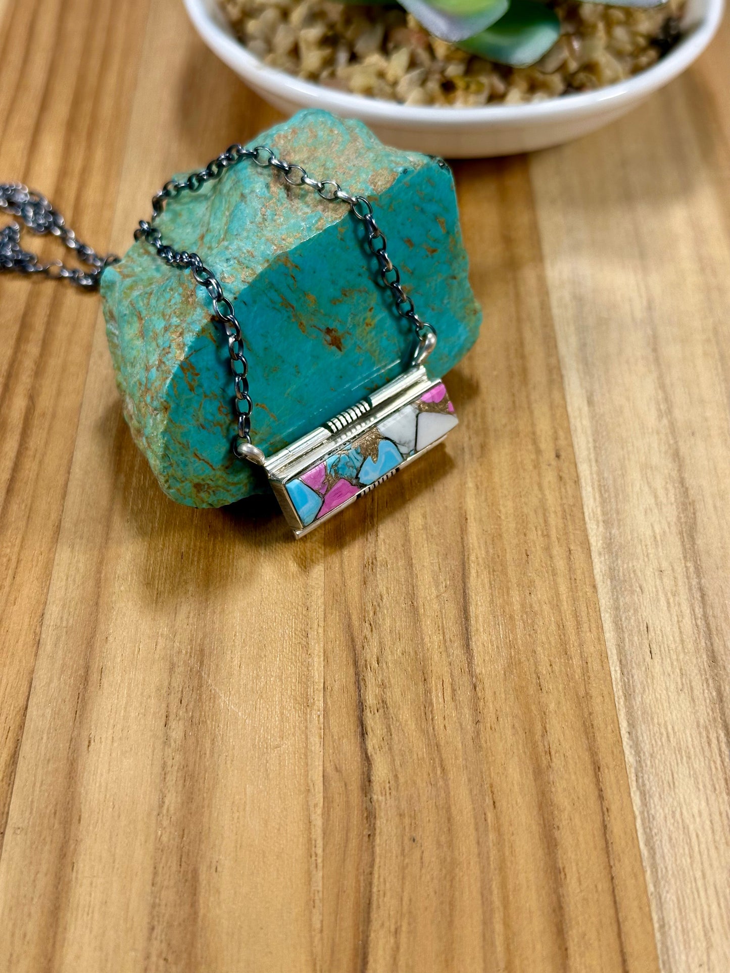 Cotton Candy Bar Sterling Silver Necklace