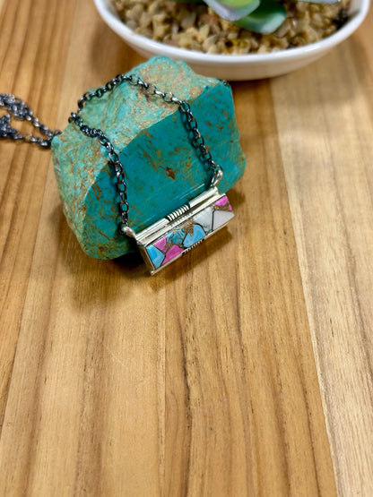 Cotton Candy Bar Sterling Silver Necklace