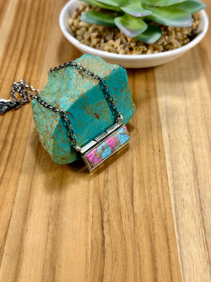 Cotton Candy Bar Sterling Silver Necklace