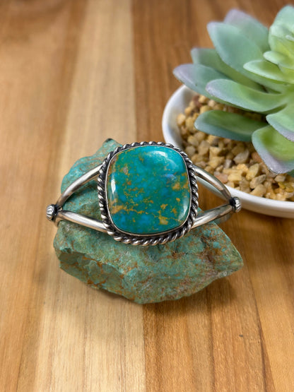 Kingman Turquoise Square Stone Cuff