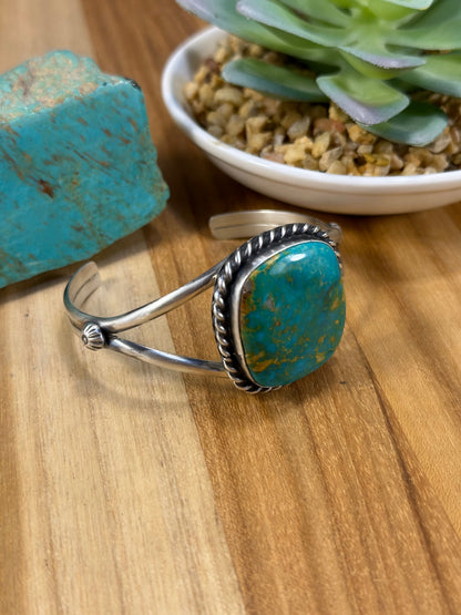 Kingman Turquoise Square Stone Cuff