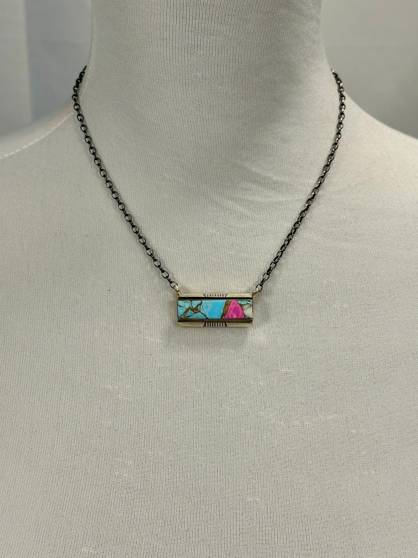 Cotton Candy Bar Sterling Silver Necklace