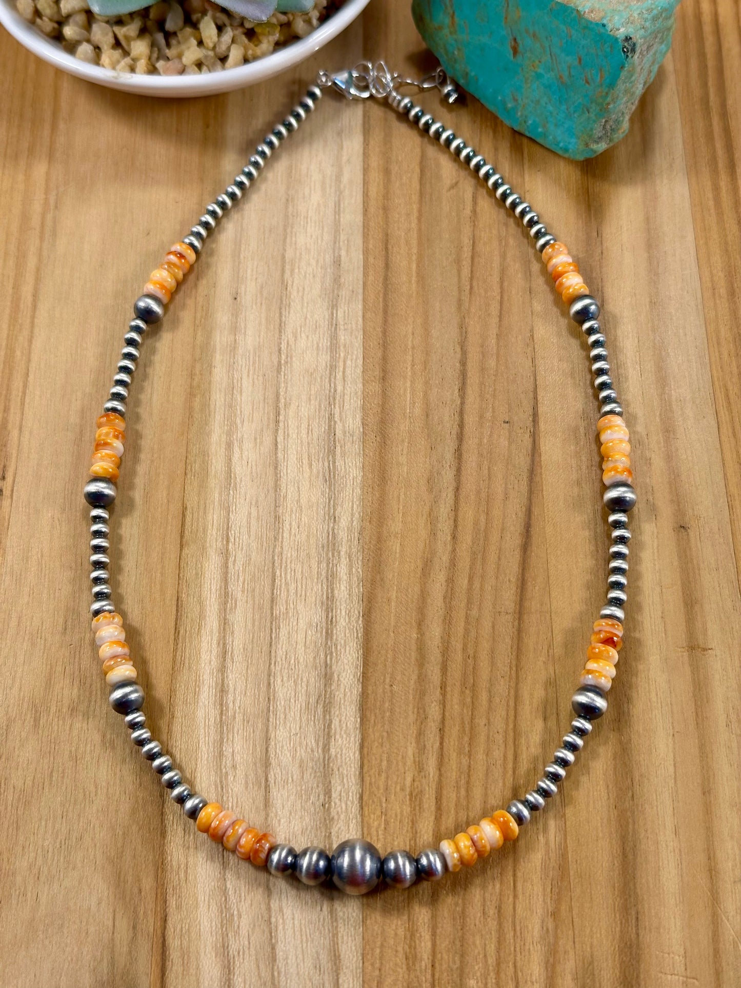 Spiny Oyster & Navajo Pearl Bead Necklace