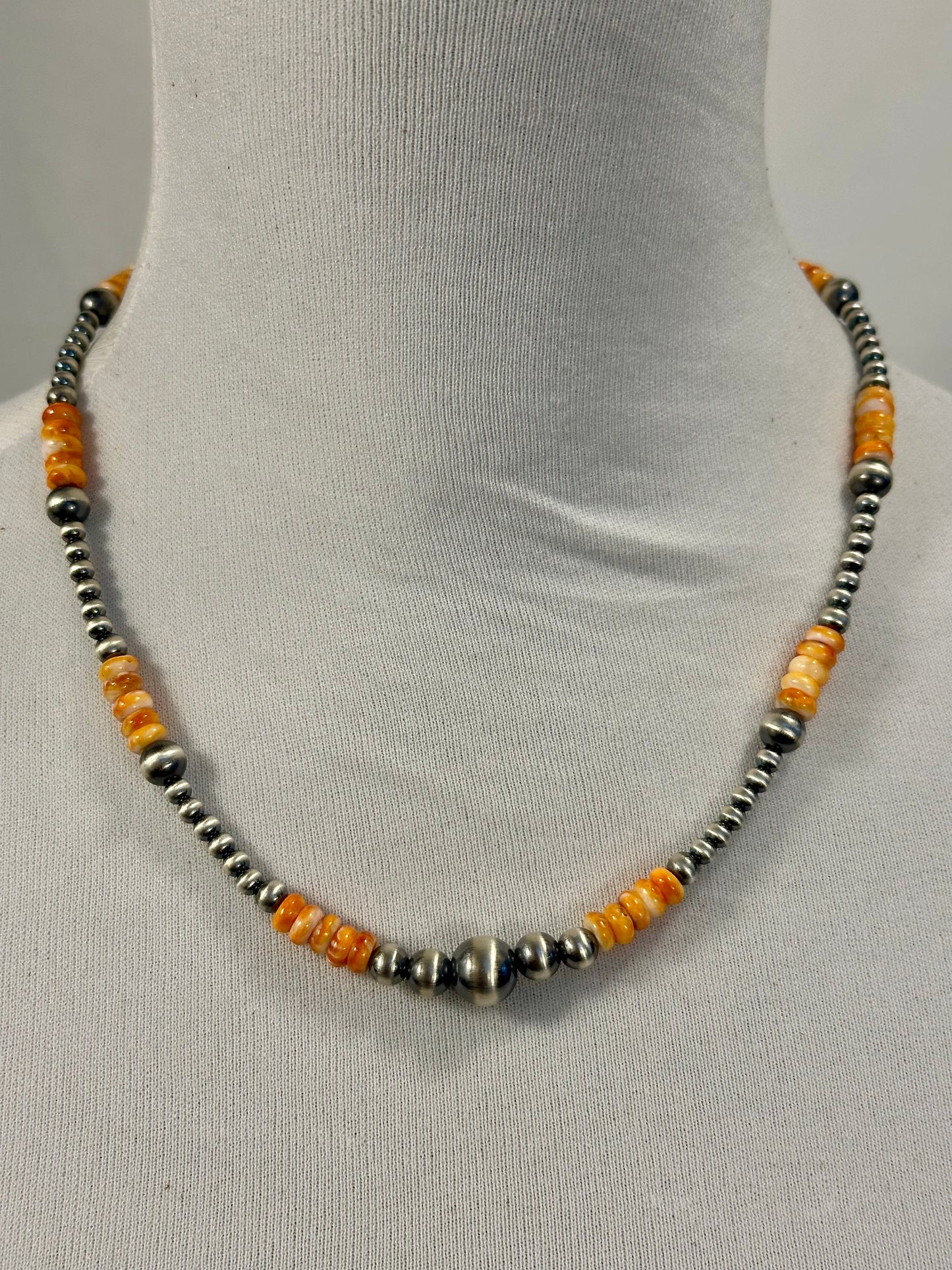 Spiny Oyster & Navajo Pearl Bead Necklace