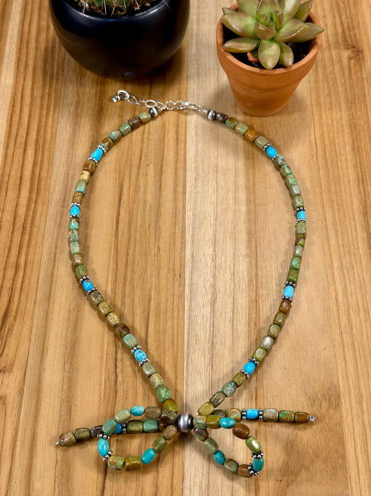 Kingman Turquoise Bow Necklace