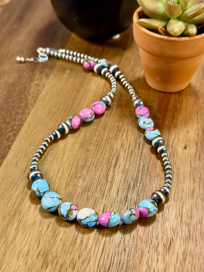Cotton Candy Color Pearl Necklace