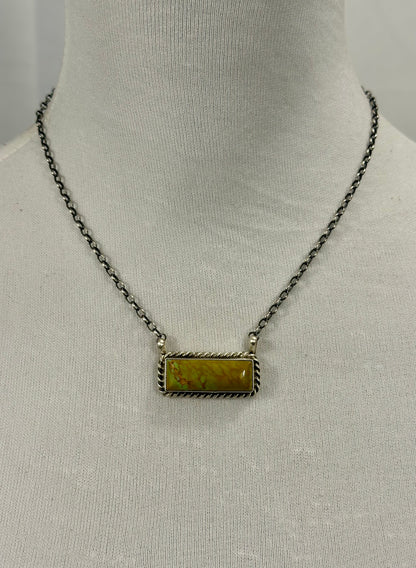 Kingman Turquoise Bar Sterling Silver Necklace